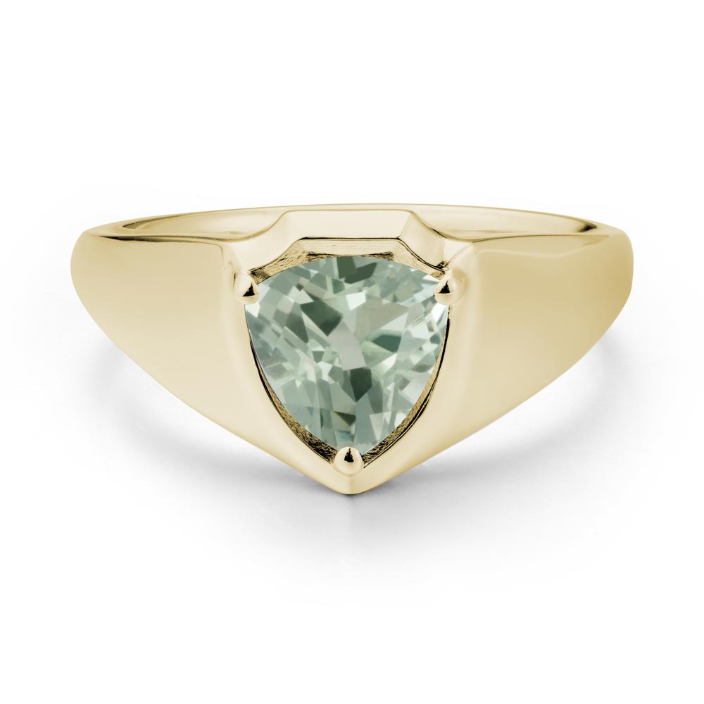 Wide Band Green Amethyst Shield Ring - LUO Jewelry #metal_14k yellow gold