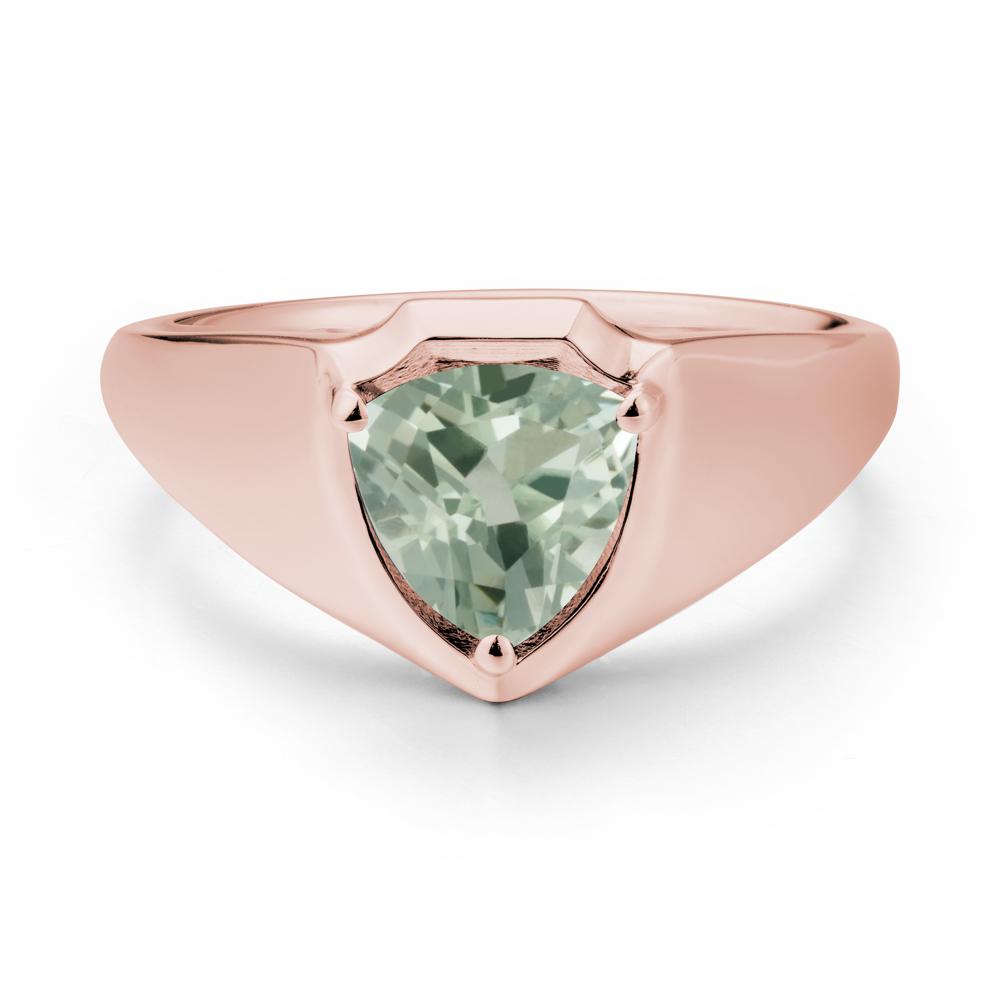 Wide Band Green Amethyst Shield Ring - LUO Jewelry #metal_18k rose gold
