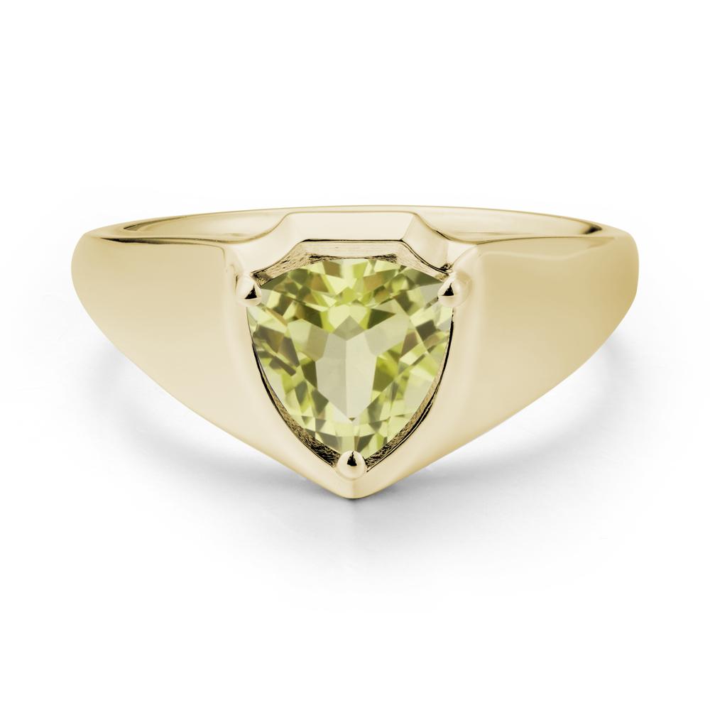 Wide Band Lemon Quartz Shield Ring - LUO Jewelry #metal_14k yellow gold