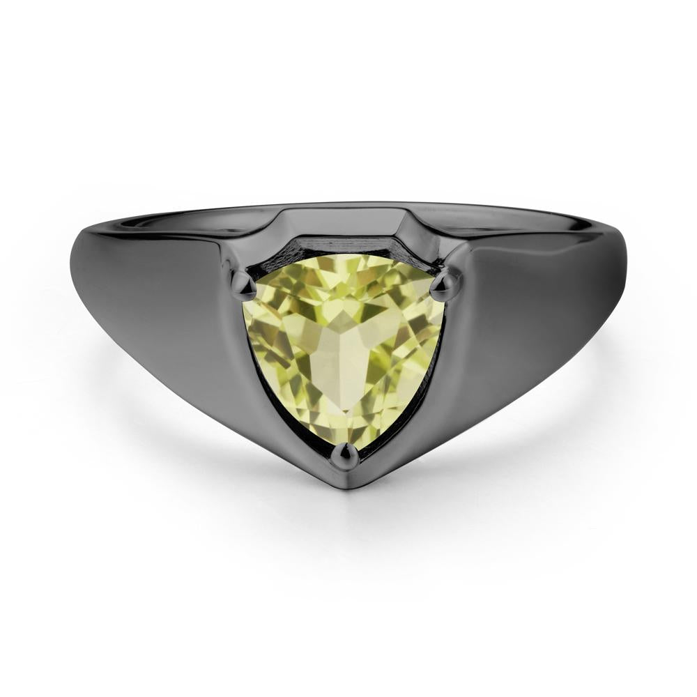 Wide Band Lemon Quartz Shield Ring - LUO Jewelry #metal_black finish sterling silver