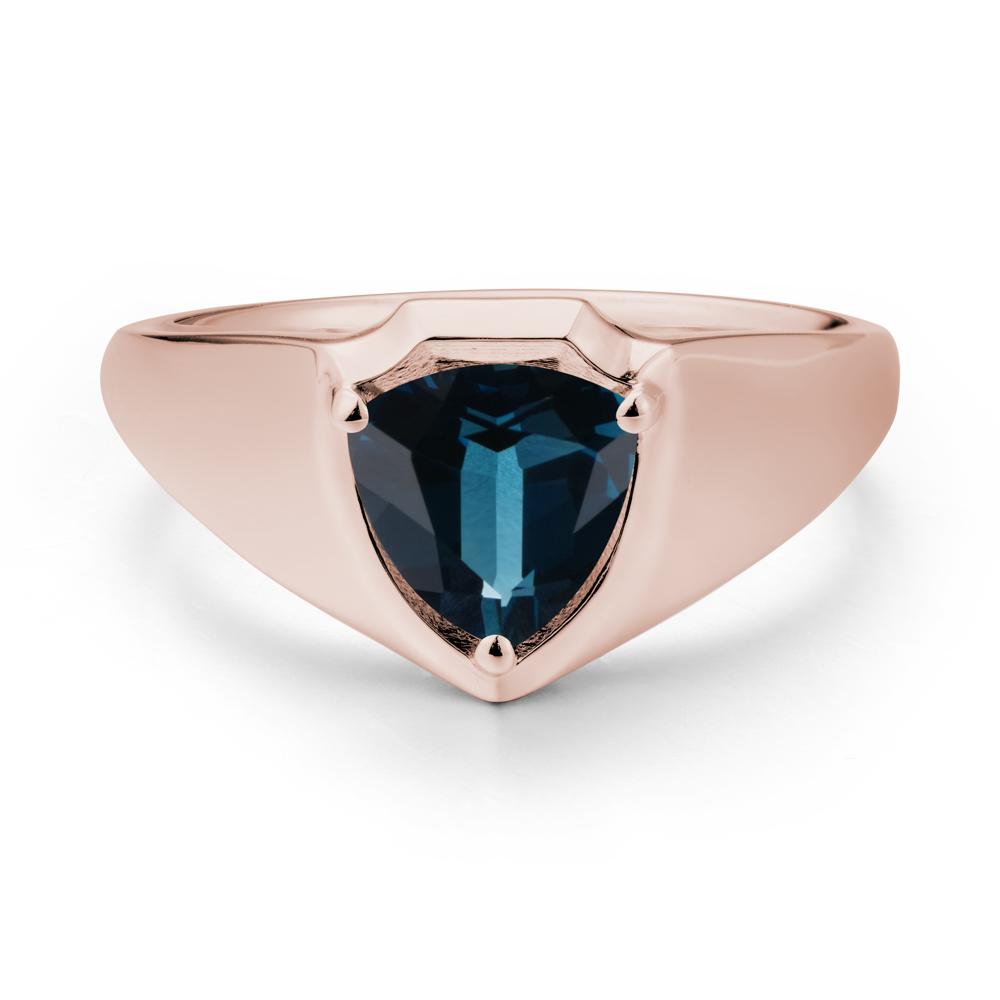 Men Wide Band Shield London Blue Topaz Ring - LUO Jewelry #metal_14k rose gold
