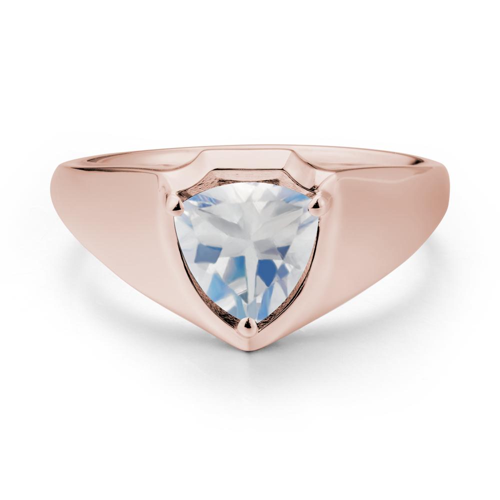 Wide Band Moonstone Shield Ring - LUO Jewelry #metal_14k rose gold