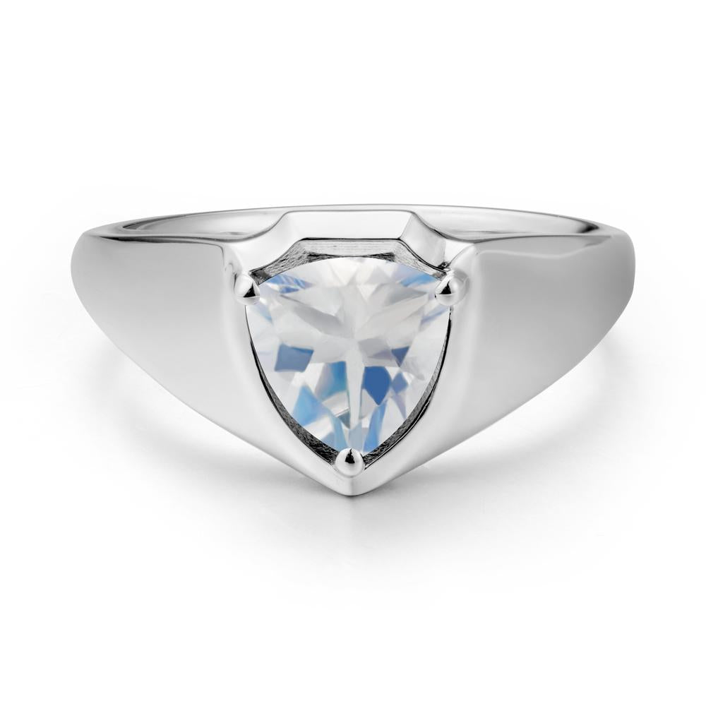 Wide Band Moonstone Shield Ring - LUO Jewelry #metal_18k white gold