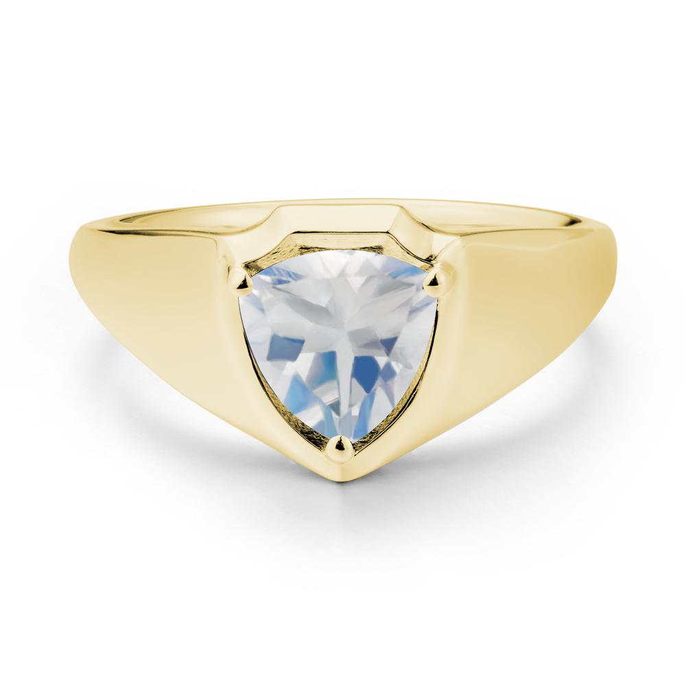 Wide Band Moonstone Shield Ring - LUO Jewelry #metal_18k yellow gold