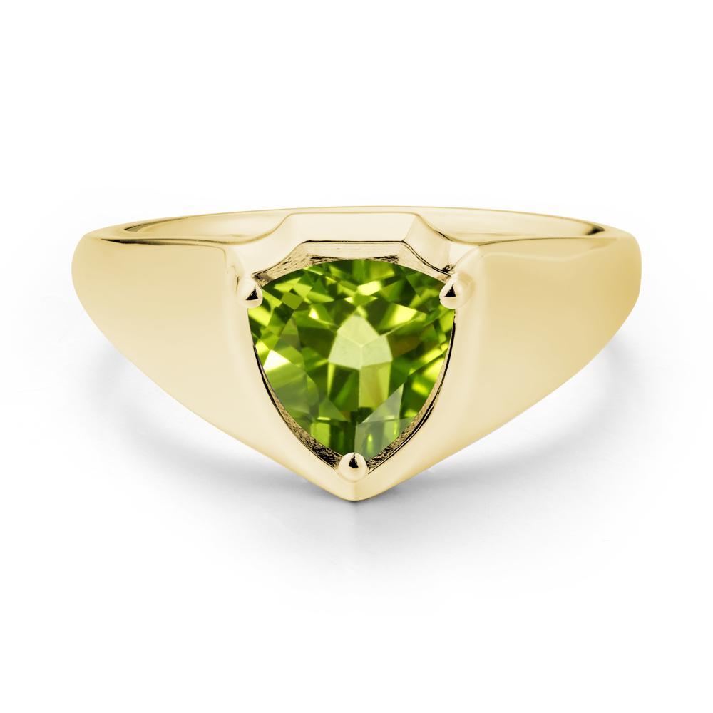 Wide Band Peridot Shield Ring - LUO Jewelry #metal_18k yellow gold