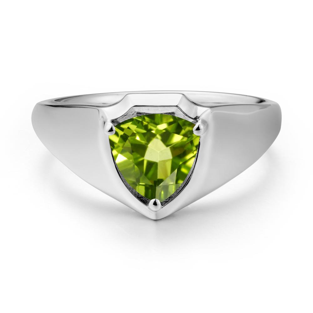 Wide Band Peridot Shield Ring - LUO Jewelry #metal_sterling silver