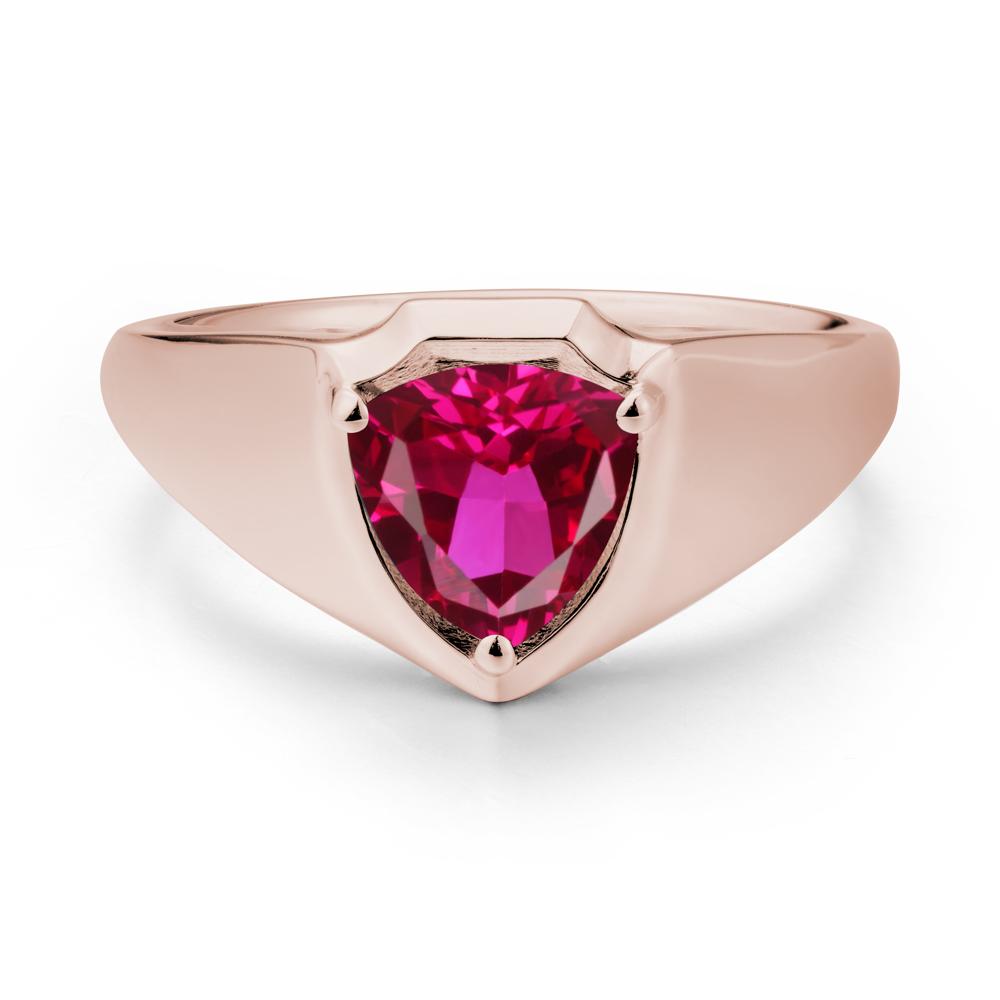 Wide Band Ruby Shield Ring - LUO Jewelry #metal_14k rose gold