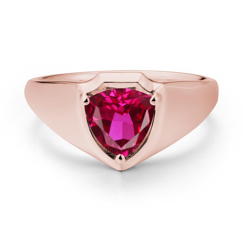 Wide Band Ruby Shield Ring - LUO Jewelry #metal_18k rose gold
