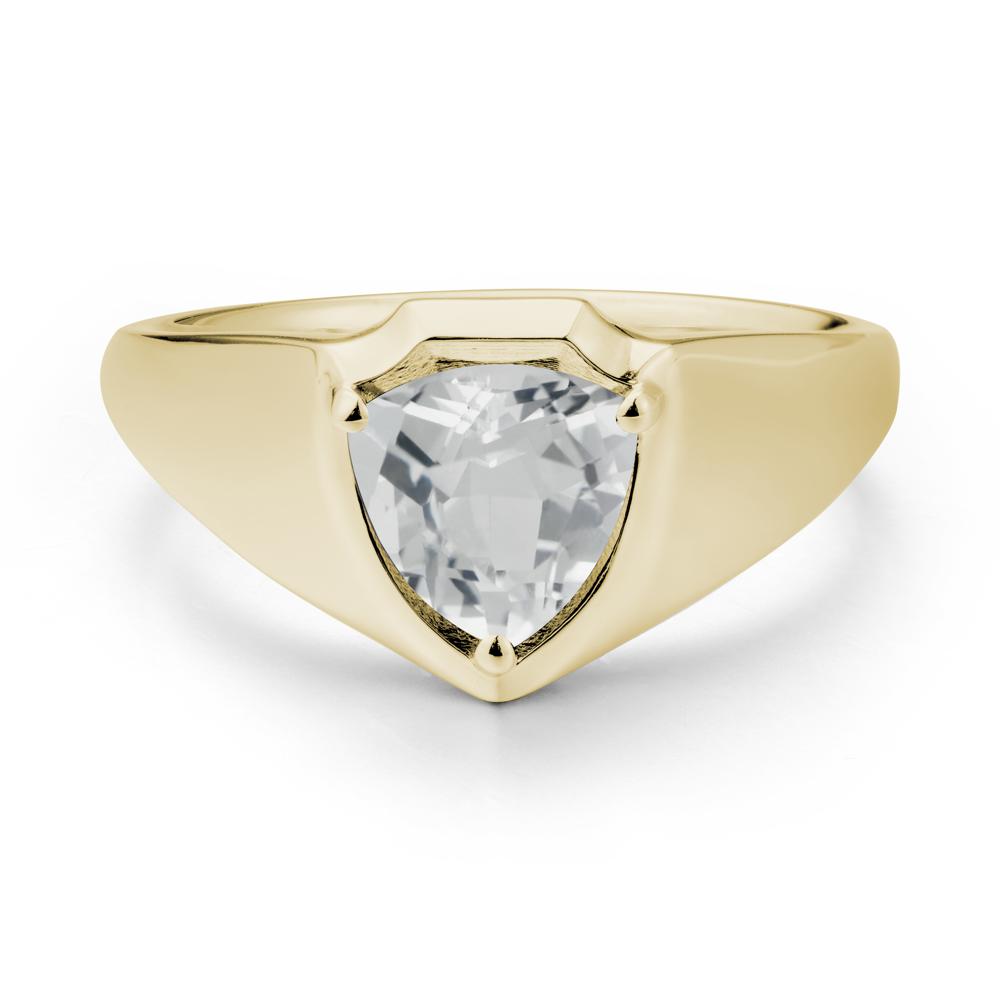 Wide Band White Topaz Shield Ring - LUO Jewelry #metal_14k yellow gold