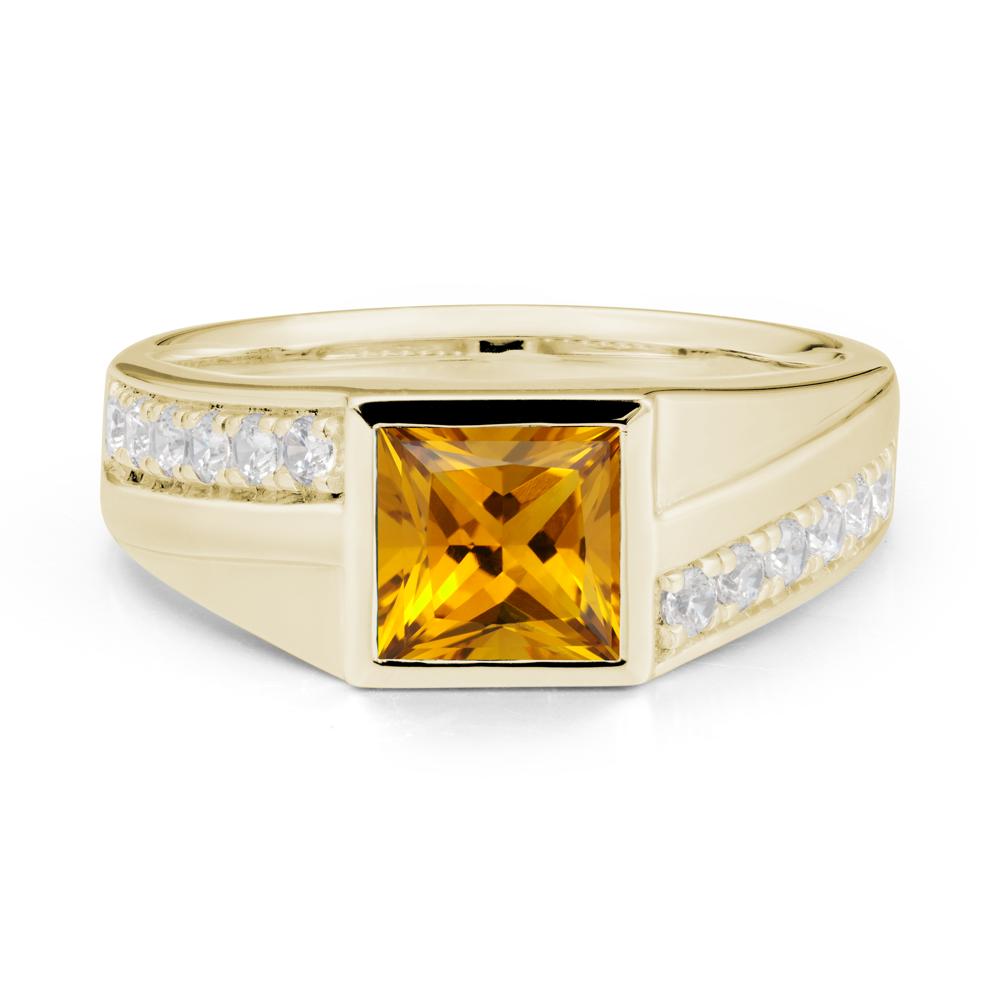 Wide Band Princess Citrine Ring - LUO Jewelry #metal_14k yellow gold