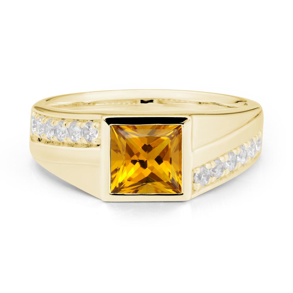 Wide Band Princess Citrine Ring - LUO Jewelry #metal_18k yellow gold