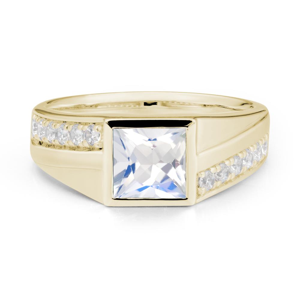 Wide Band Princess Moonstone Ring - LUO Jewelry #metal_14k yellow gold