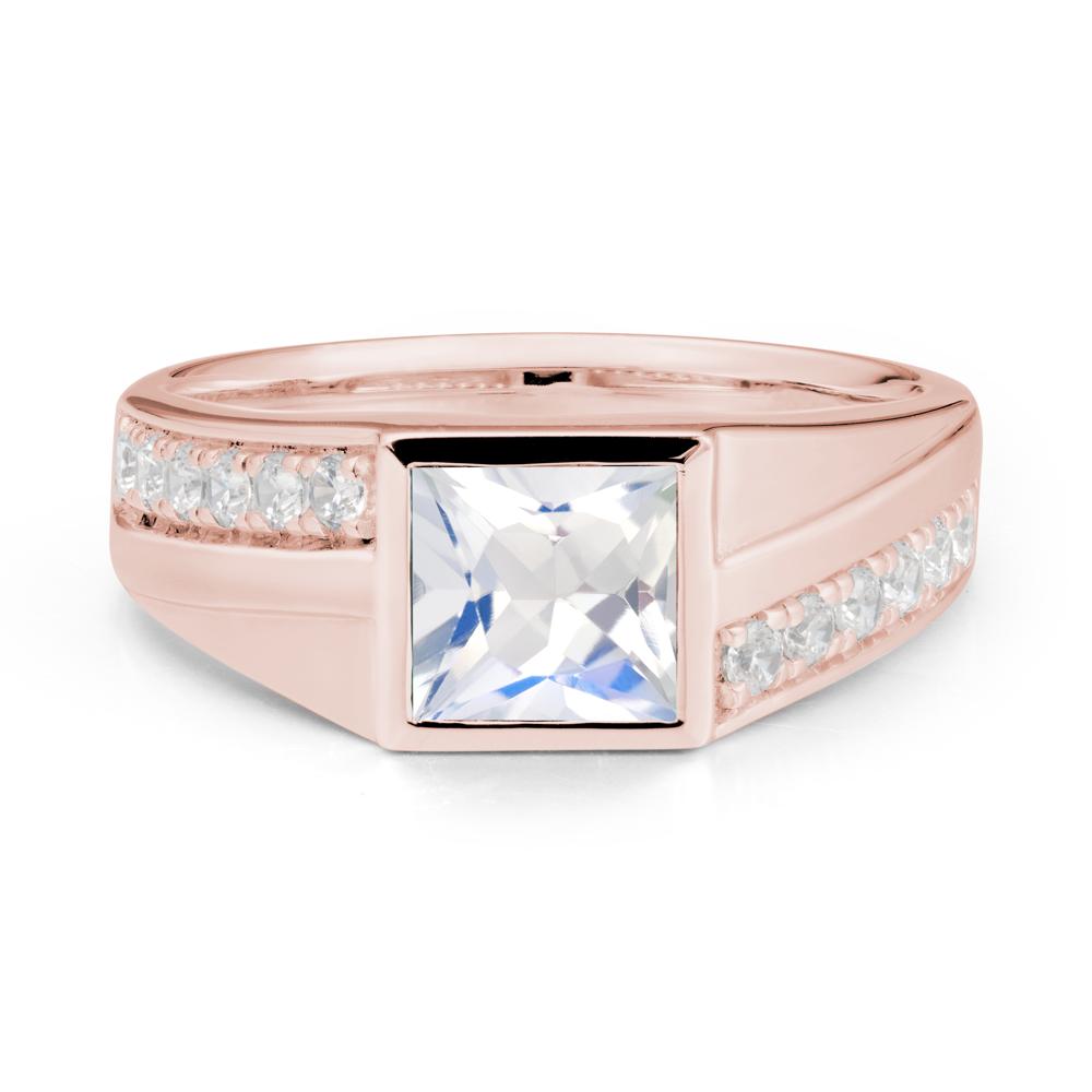 Wide Band Princess Moonstone Ring - LUO Jewelry #metal_18k rose gold