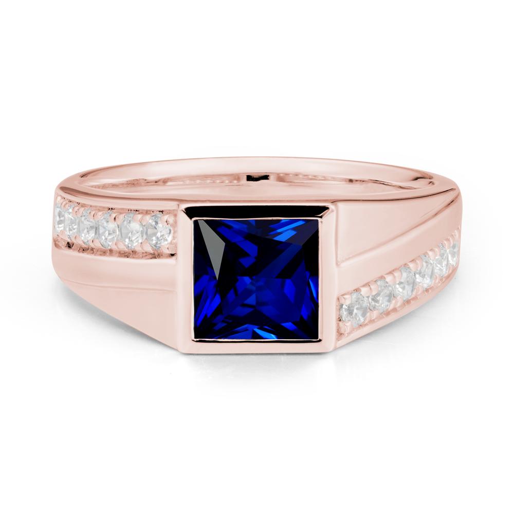 Wide Band Princess Sapphire Ring - LUO Jewelry #metal_18k rose gold
