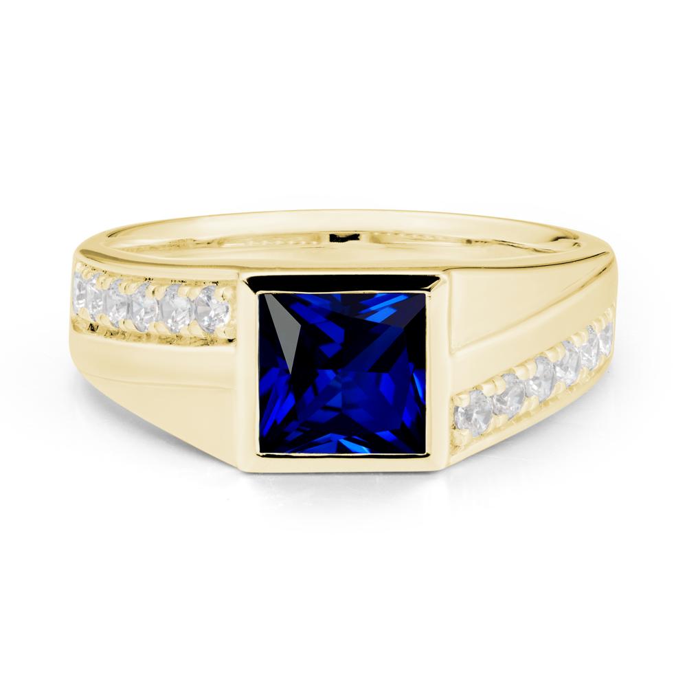 Wide Band Princess Sapphire Ring - LUO Jewelry #metal_18k yellow gold