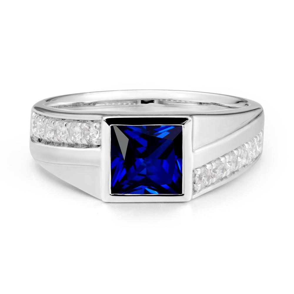 Wide Band Princess Sapphire Ring - LUO Jewelry #metal_sterling silver