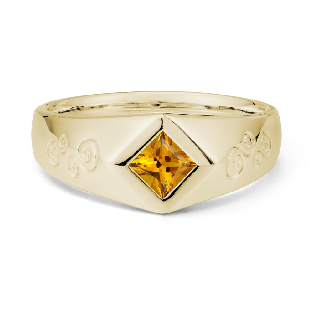 Wide Band Citrine Swirl Engraved Ring - LUO Jewelry #metal_14k yellow gold