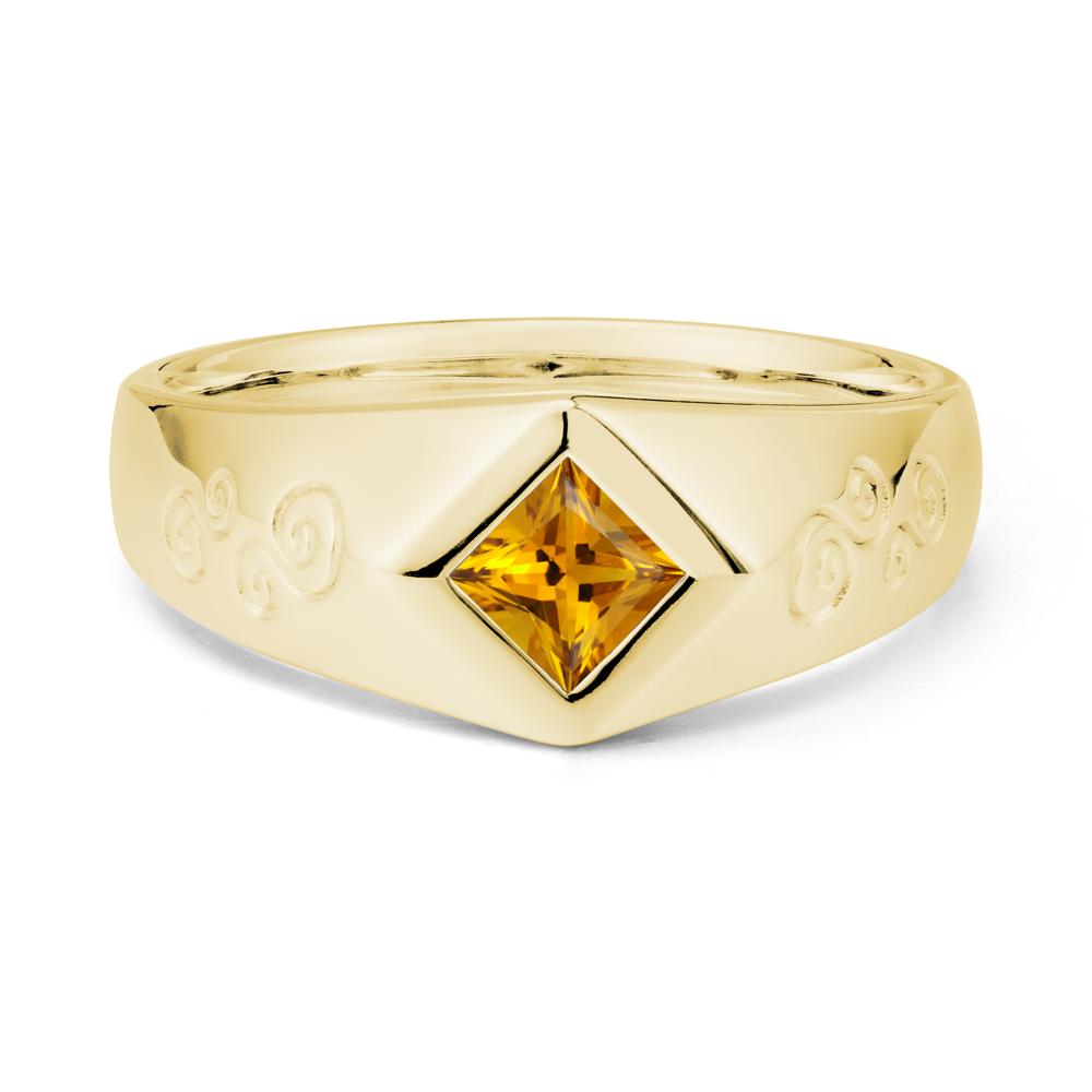 Wide Band Citrine Swirl Engraved Ring - LUO Jewelry #metal_18k yellow gold