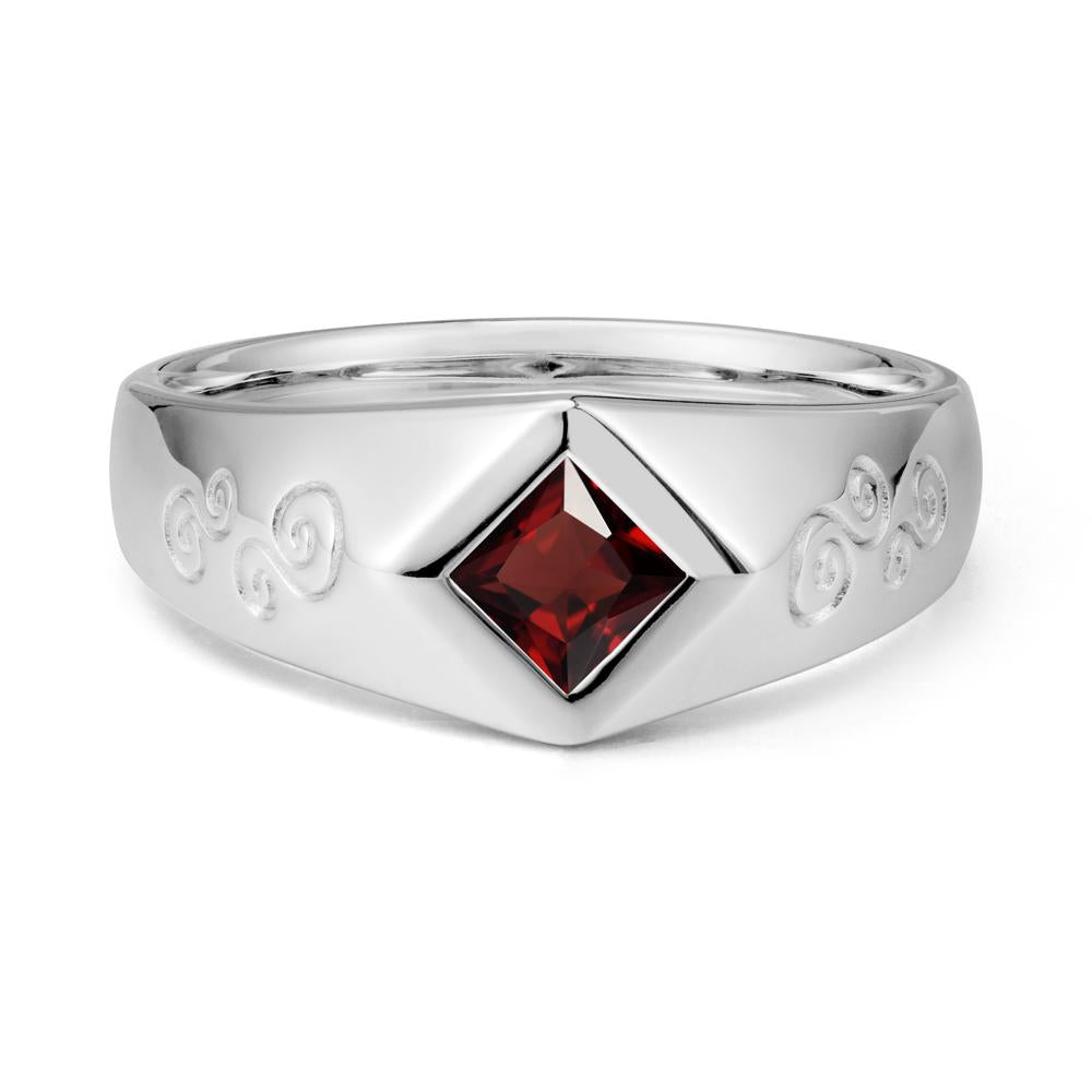 Wide Band Princess Cut Garnet Ring - LUO Jewelry #metal_sterling silver