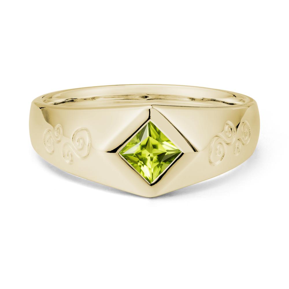 Wide Band Princess Cut Peridot Ring - LUO Jewelry #metal_14k yellow gold