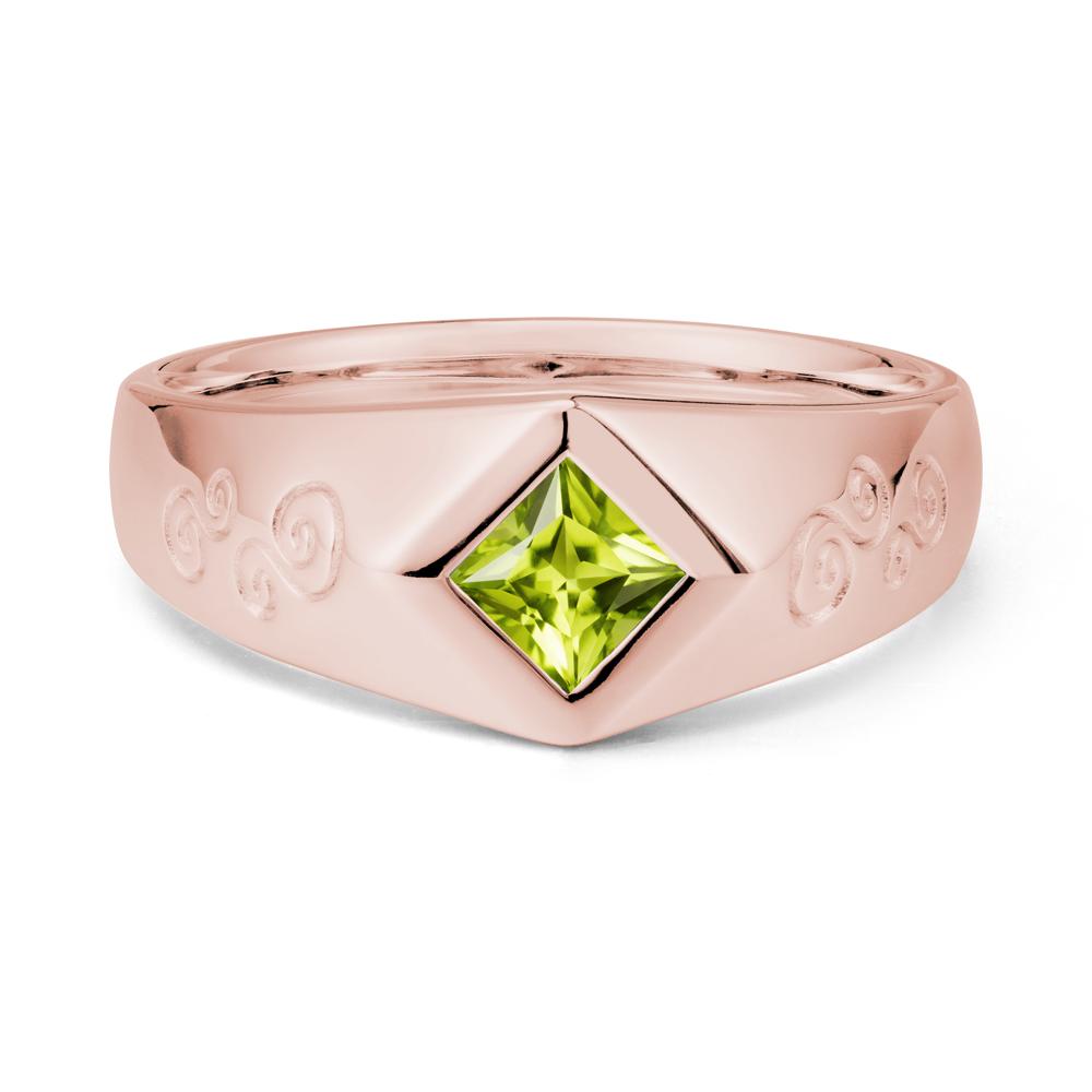 Wide Band Princess Cut Peridot Ring - LUO Jewelry #metal_18k rose gold