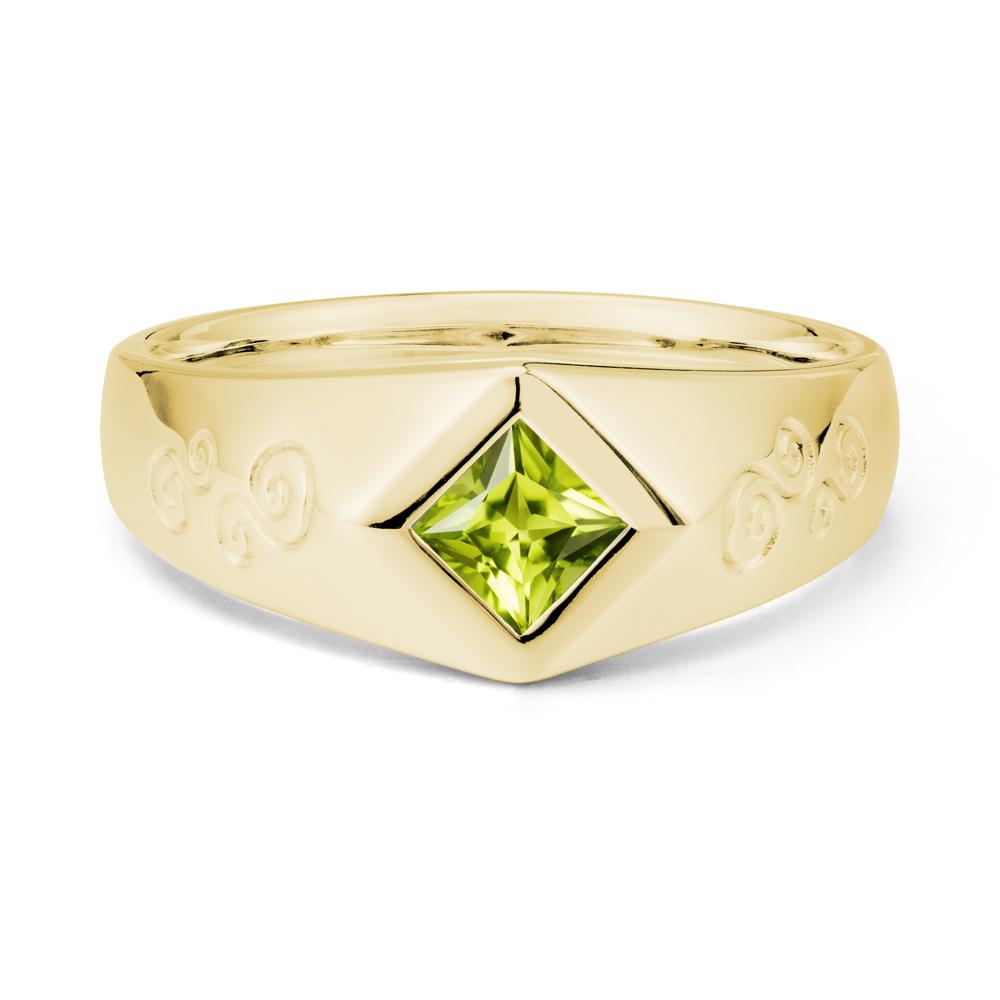Wide Band Princess Cut Peridot Ring - LUO Jewelry #metal_18k yellow gold