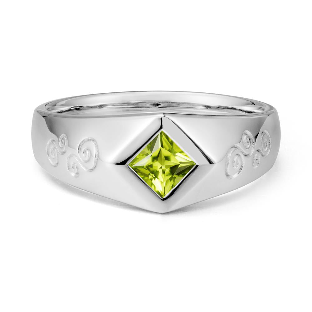Wide Band Princess Cut Peridot Ring - LUO Jewelry #metal_sterling silver