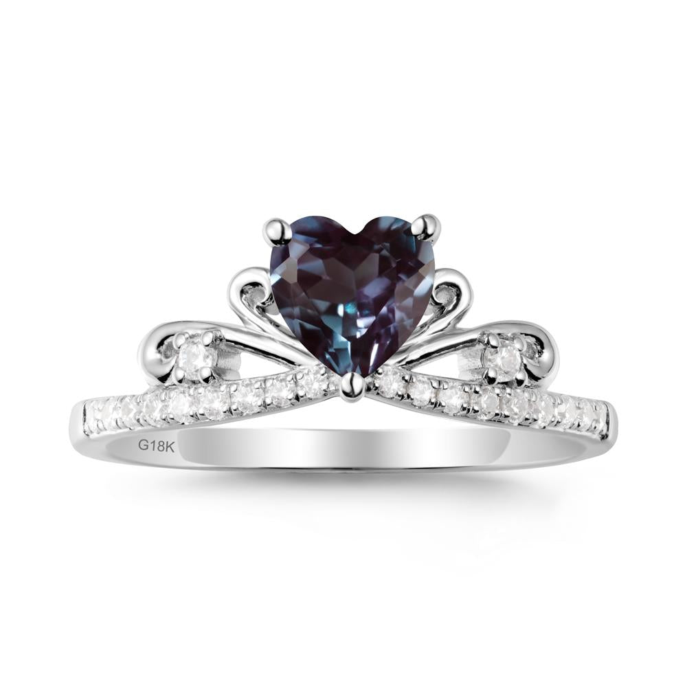 Bowknot Heart Shaped Alexandrite Promise Ring - LUO Jewelry #metal_18k white gold