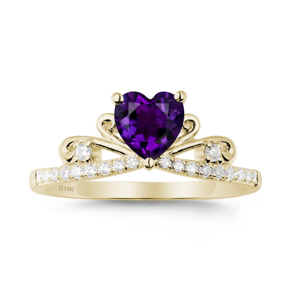 Bowknot Pave Band Amethyst Engagement Ring - LUO Jewelry #metal_14k yellow gold