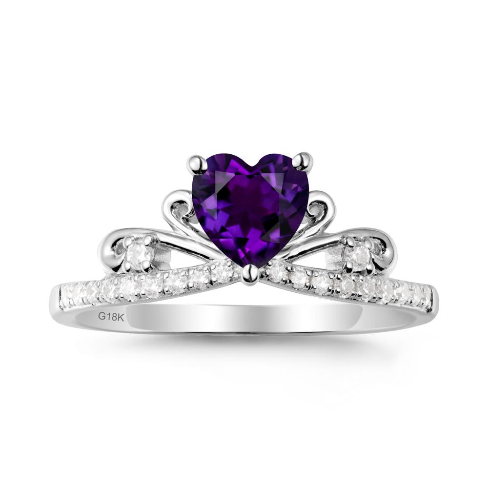 Bowknot Pave Band Amethyst Engagement Ring - LUO Jewelry #metal_18k white gold