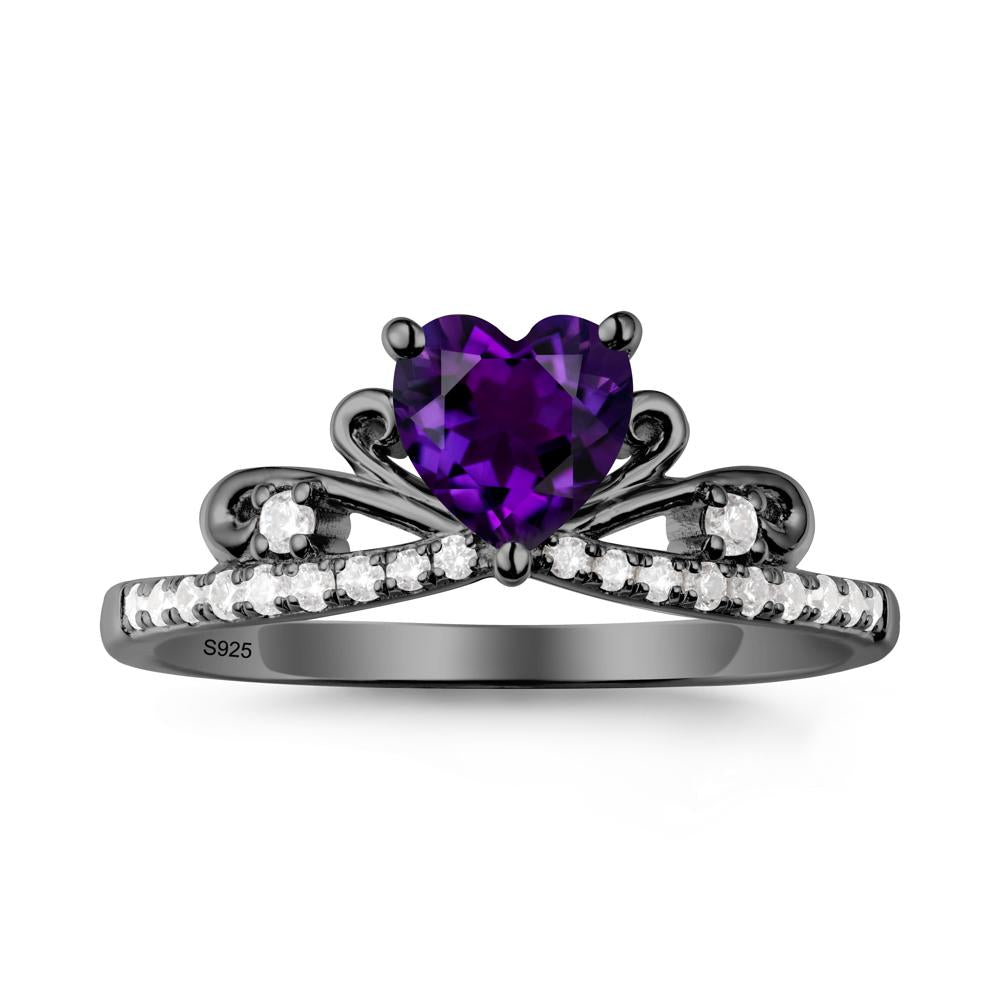 Bowknot Pave Band Amethyst Engagement Ring - LUO Jewelry #metal_black finish sterling silver