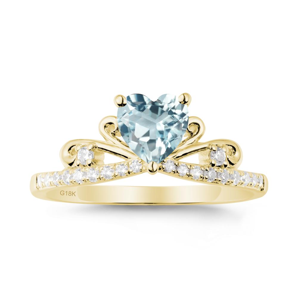 Bowknot Heart Shaped Aquamarine Promise Ring - LUO Jewelry #metal_18k yellow gold