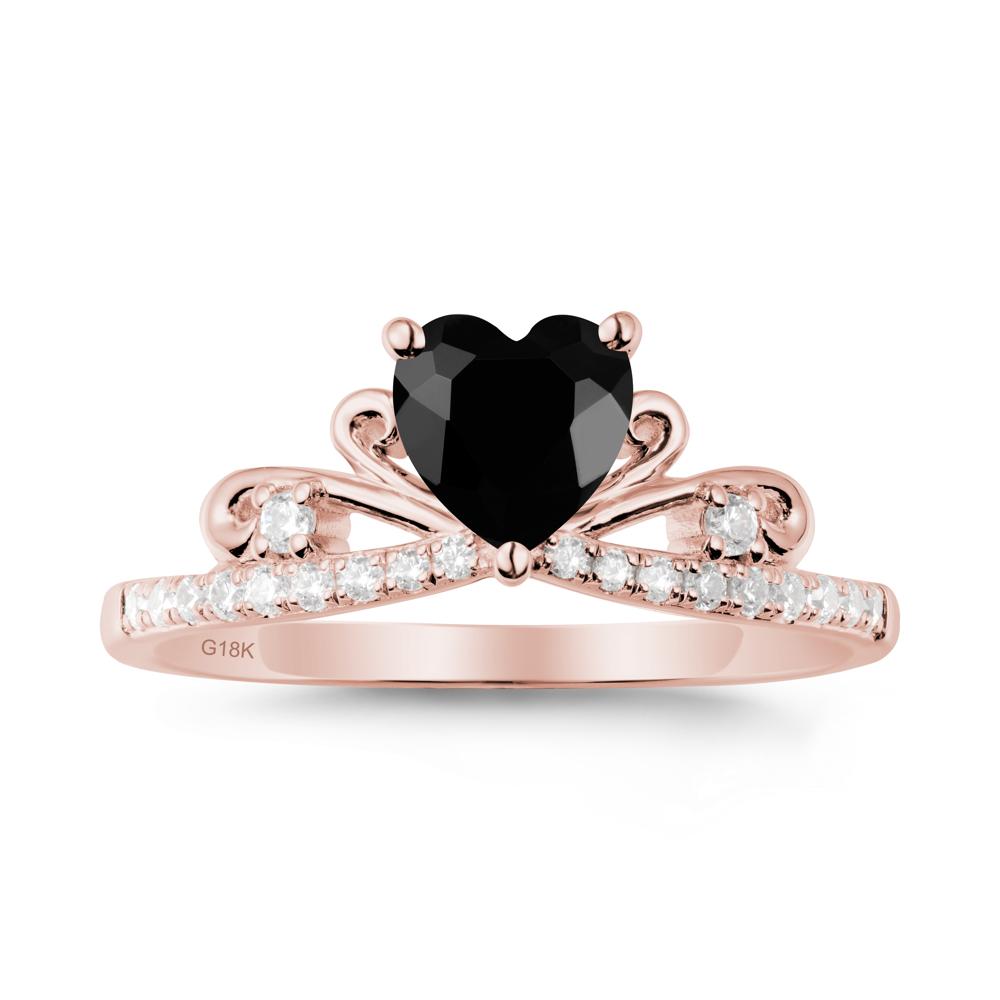 Bowknot Pave Band Black Spinel Engagement Ring - LUO Jewelry #metal_18k rose gold