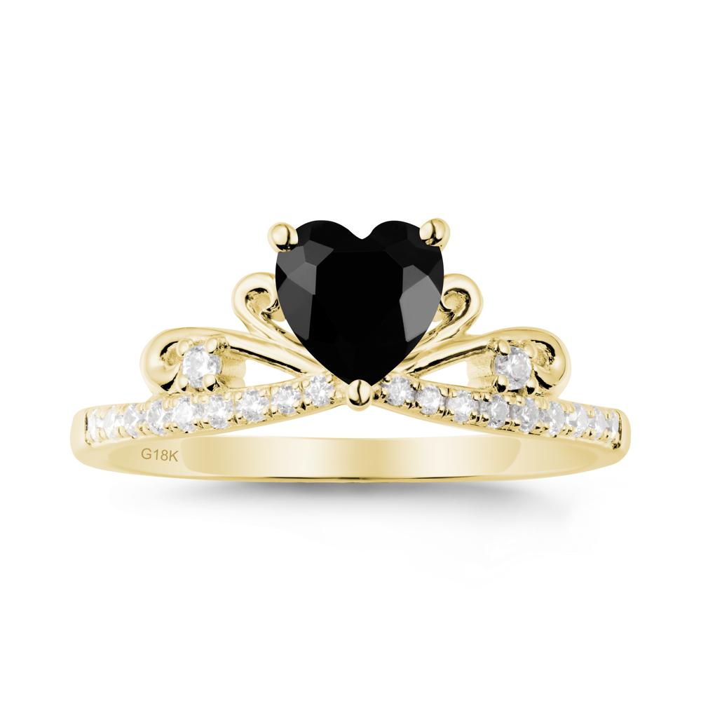 Bowknot Pave Band Black Spinel Engagement Ring - LUO Jewelry #metal_18k yellow gold