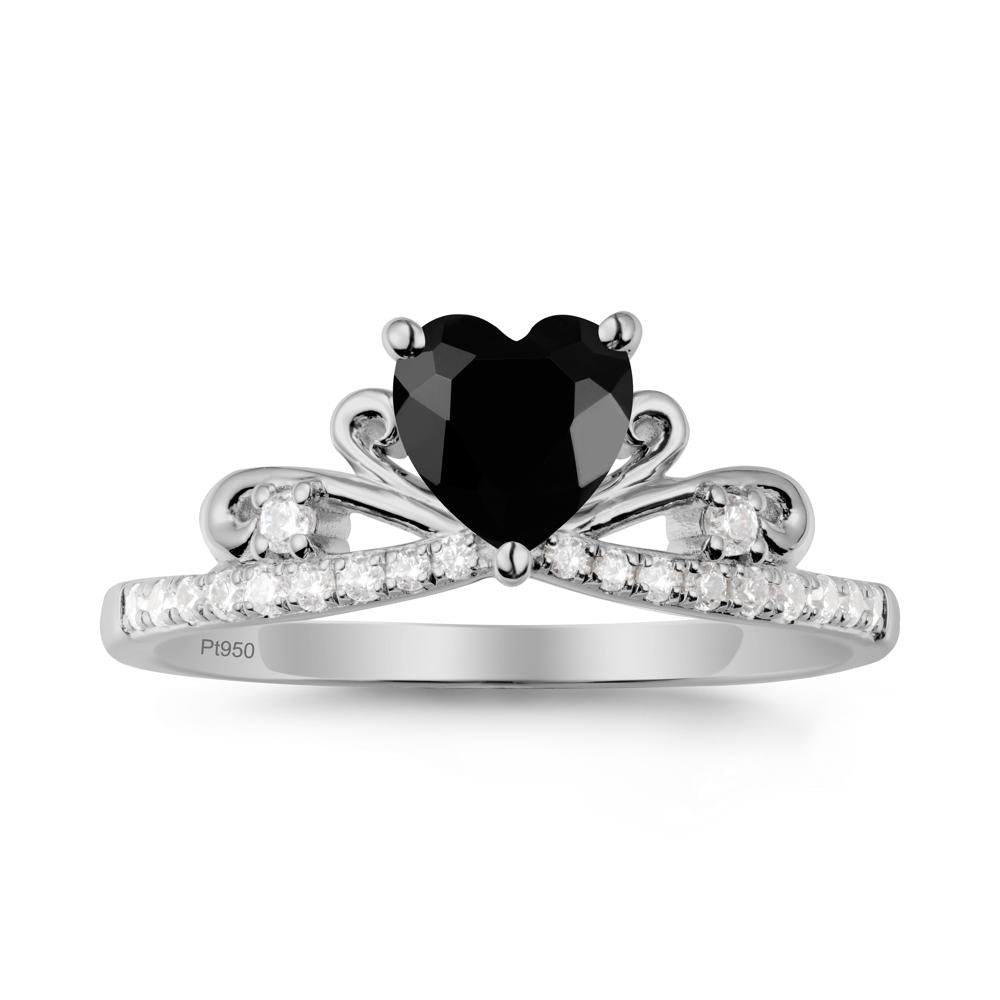 Bowknot Pave Band Black Spinel Engagement Ring - LUO Jewelry #metal_platinum