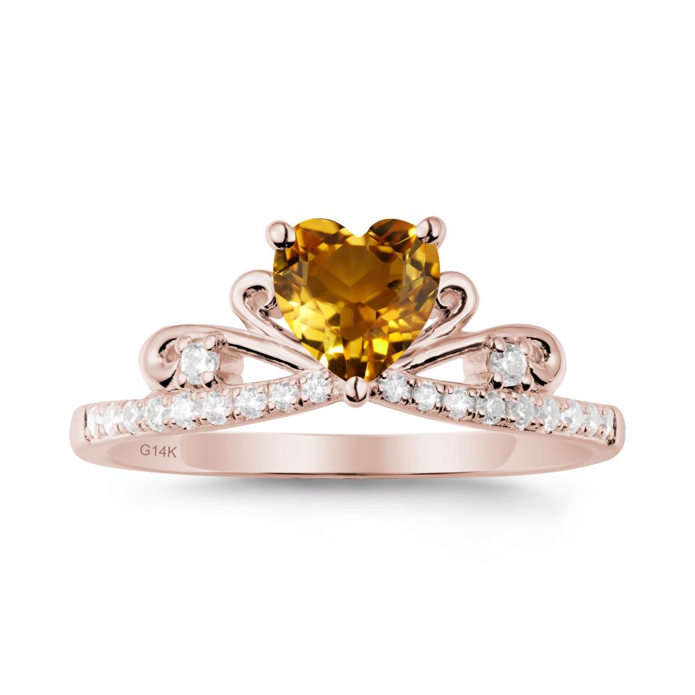 Bowknot Heart Shaped Citrine Promise Ring - LUO Jewelry #metal_14k rose gold