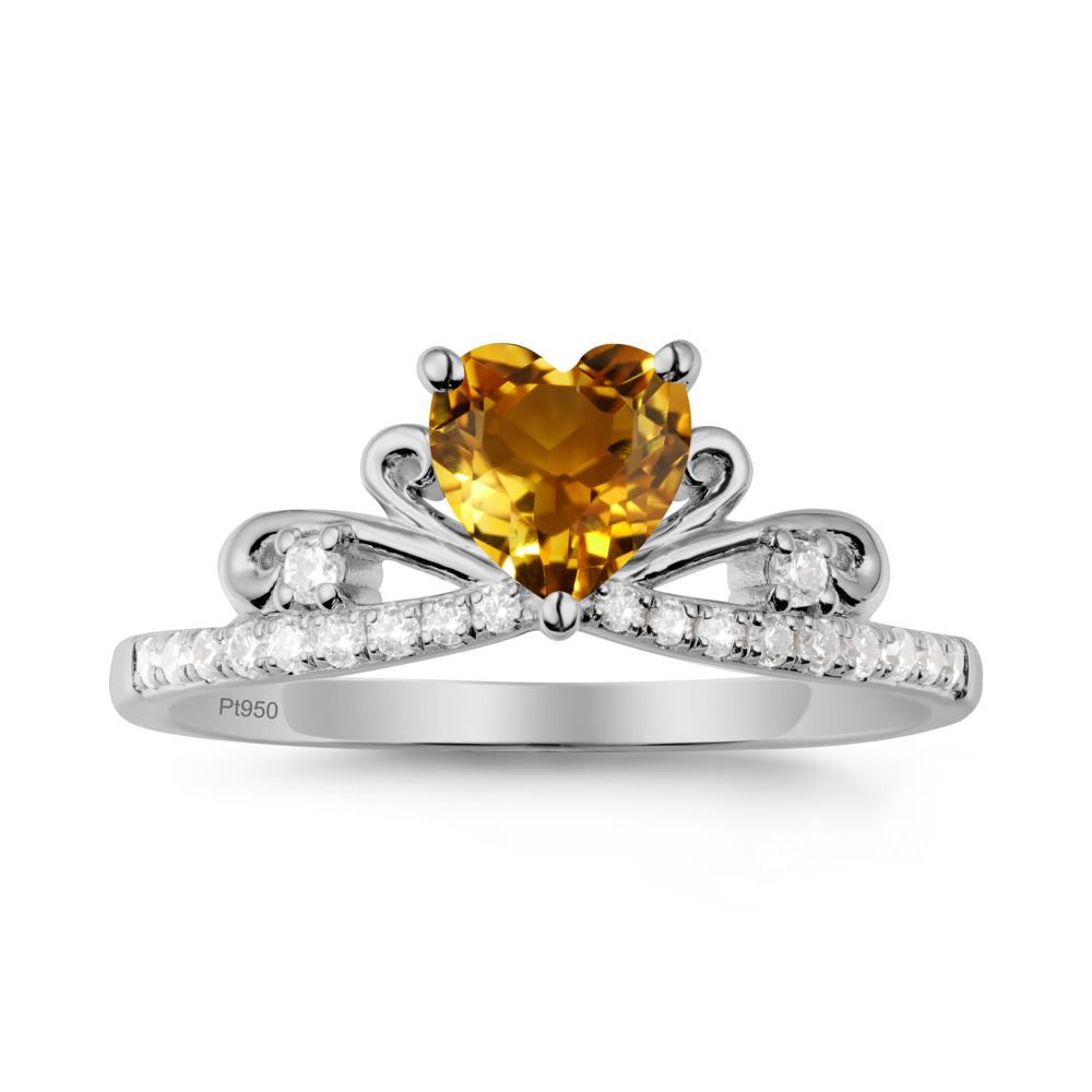 Bowknot Heart Shaped Citrine Promise Ring - LUO Jewelry #metal_platinum