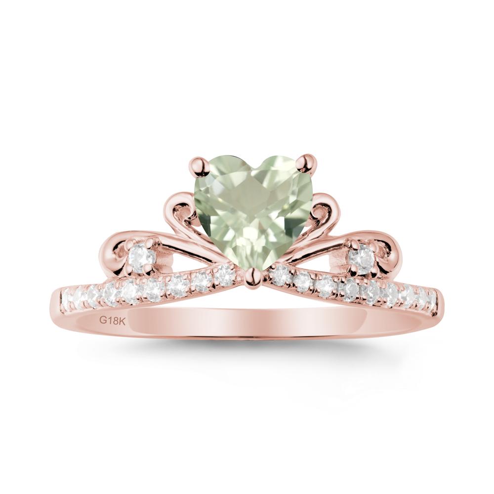 Bowknot Heart Shaped Green Amethyst Promise Ring - LUO Jewelry #metal_18k rose gold
