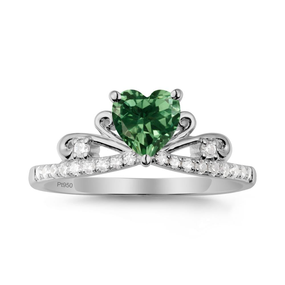 Bowknot Pave Band Green Sapphire Engagement Ring - LUO Jewelry #metal_platinum