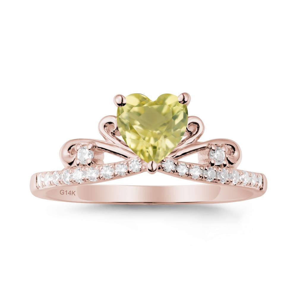 Bowknot Heart Shaped Lemon Quartz Promise Ring - LUO Jewelry #metal_14k rose gold