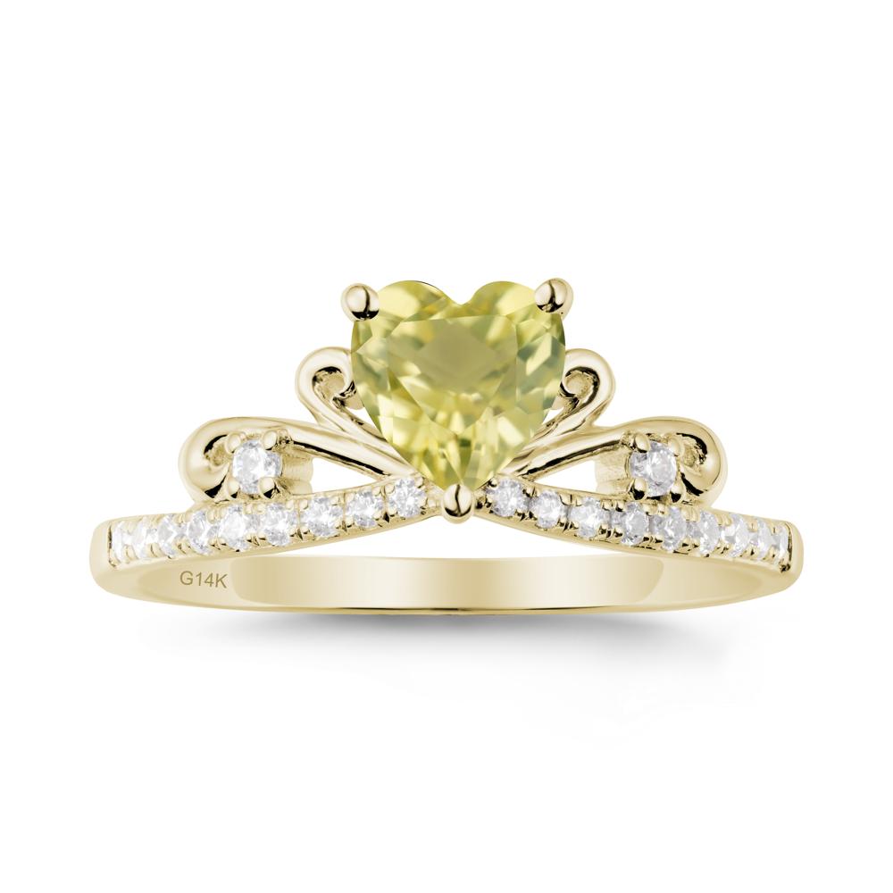 Bowknot Heart Shaped Lemon Quartz Promise Ring - LUO Jewelry #metal_14k yellow gold