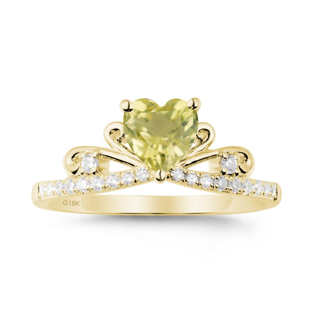 Bowknot Heart Shaped Lemon Quartz Promise Ring - LUO Jewelry #metal_18k yellow gold