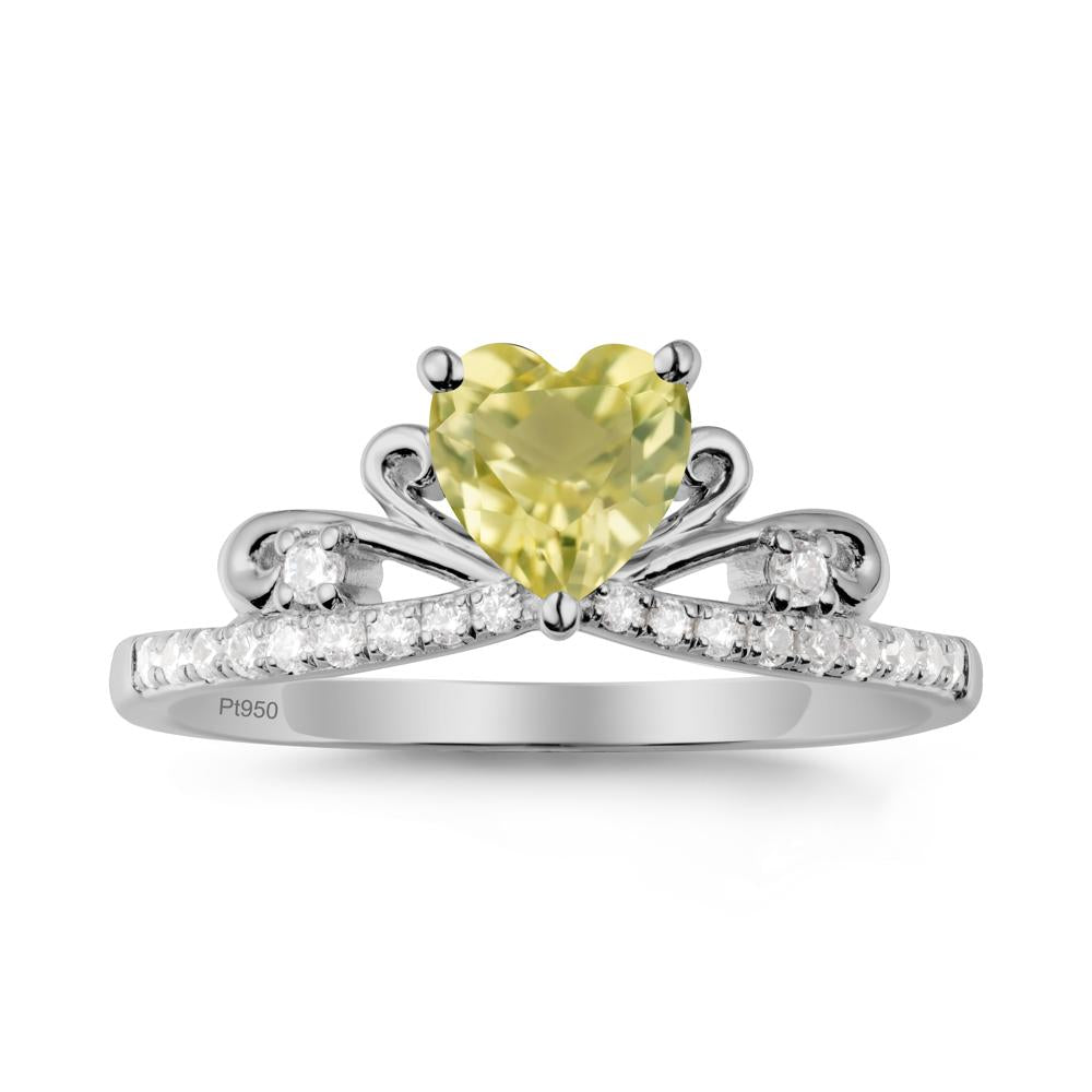 Bowknot Heart Shaped Lemon Quartz Promise Ring - LUO Jewelry #metal_platinum