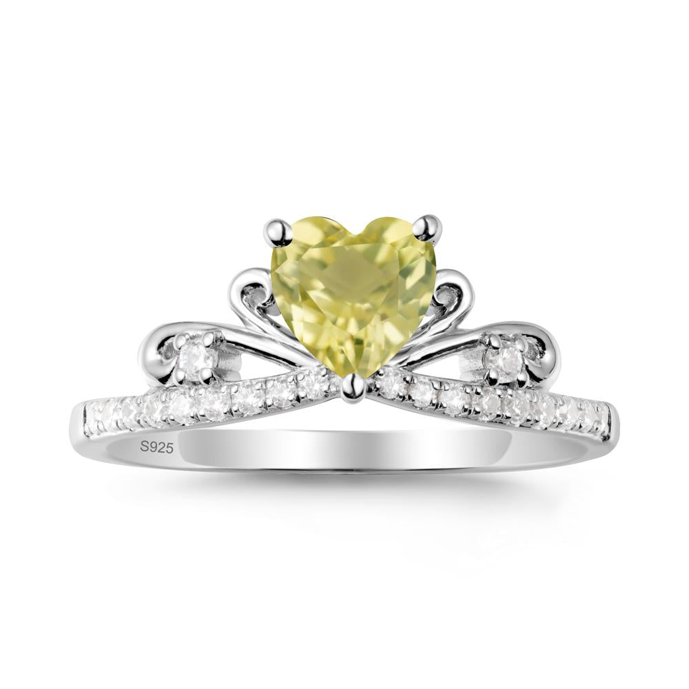 Bowknot Heart Shaped Lemon Quartz Promise Ring - LUO Jewelry #metal_sterling silver