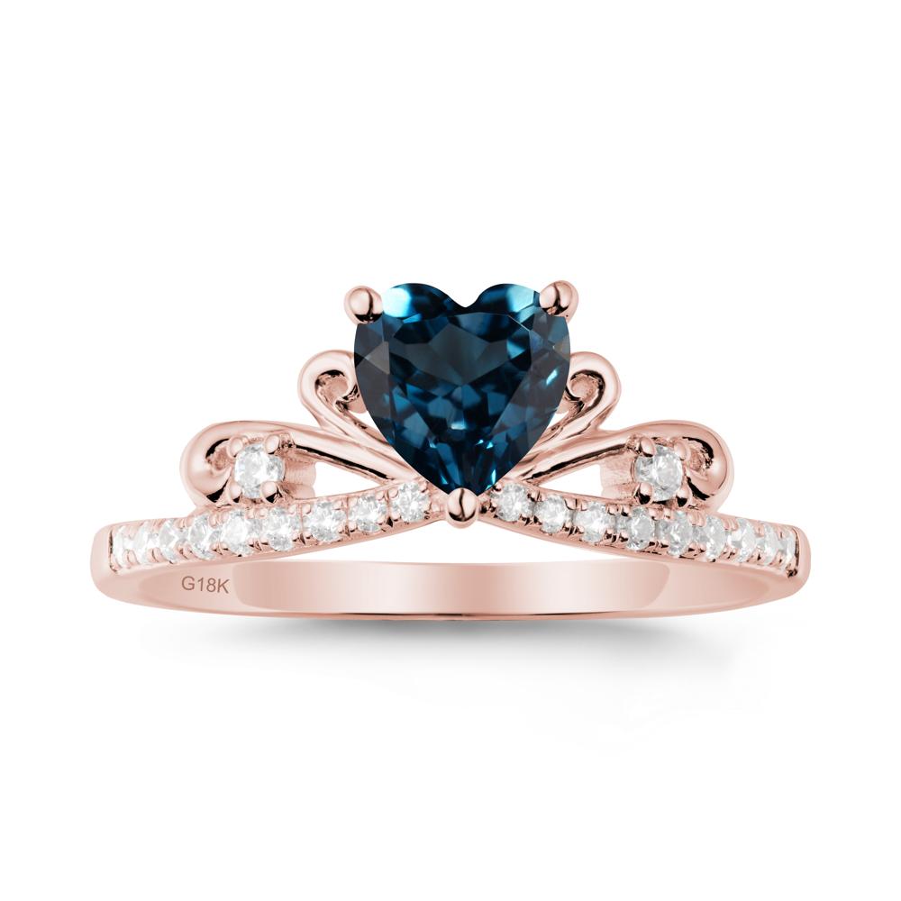 Bowknot Pave Band London Blue Topaz Engagement Ring - LUO Jewelry #metal_18k rose gold