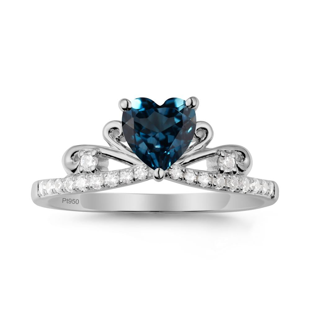 Bowknot Pave Band London Blue Topaz Engagement Ring - LUO Jewelry #metal_platinum