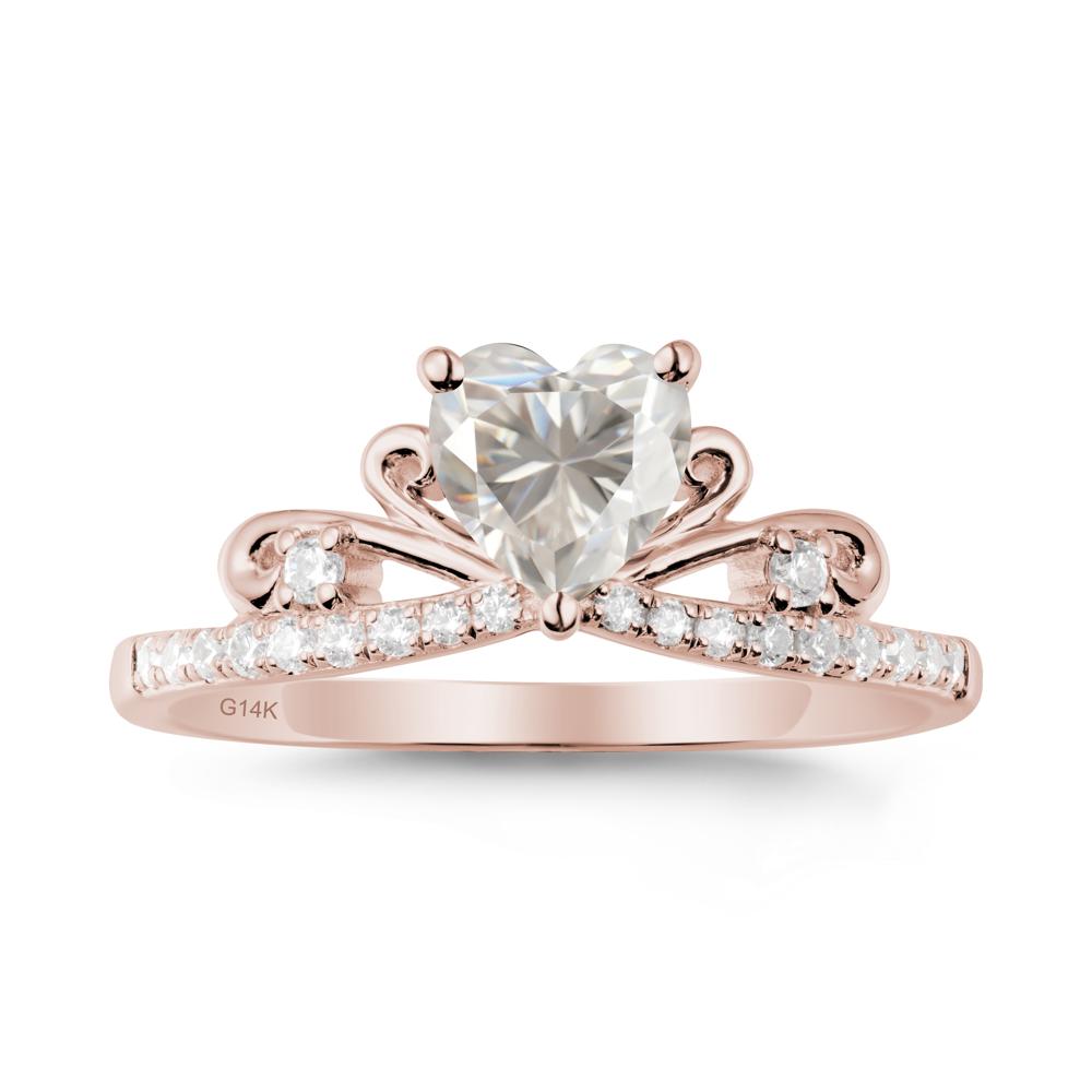 Bowknot Pave Band Moissanite Engagement Ring - LUO Jewelry #metal_14k rose gold