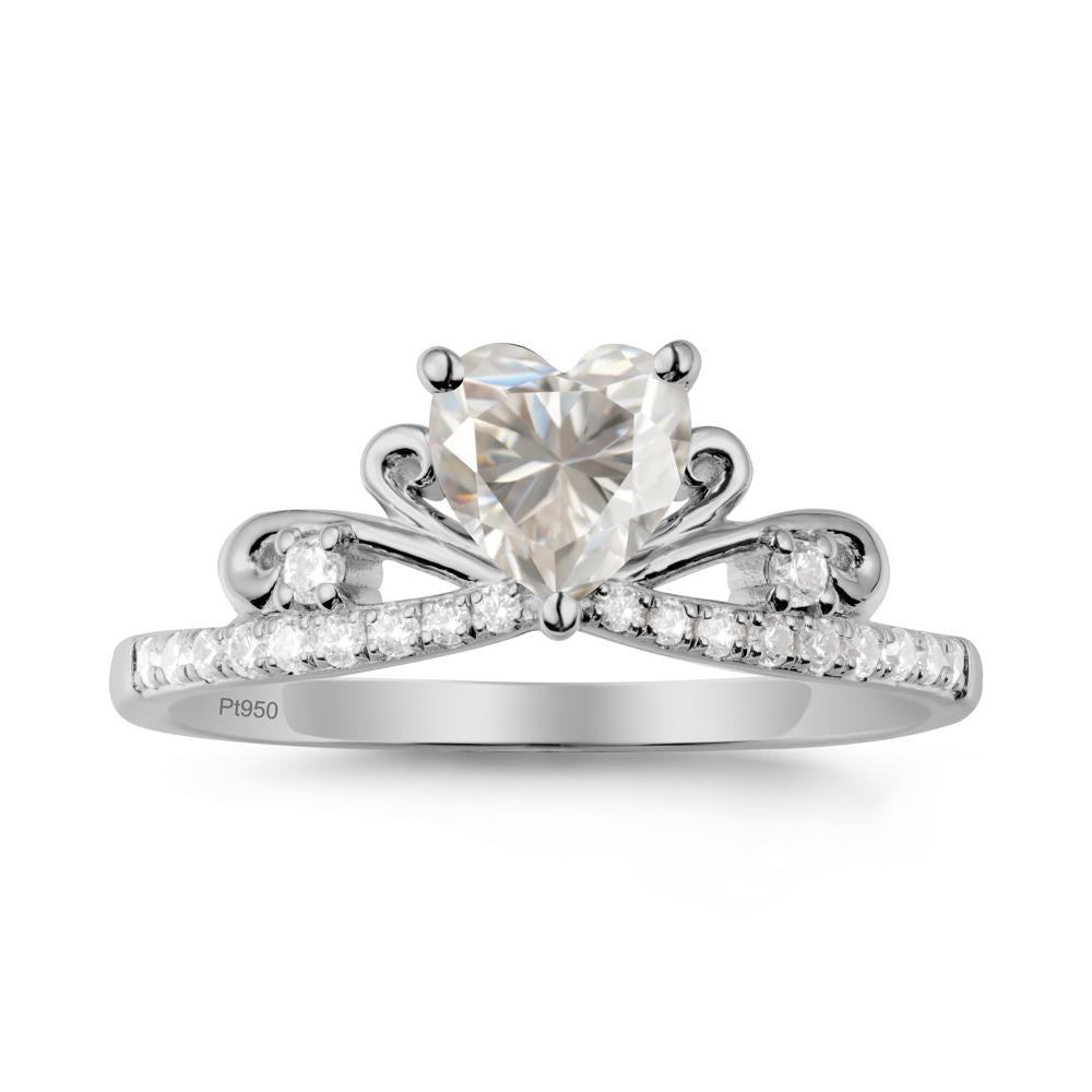 Bowknot Pave Band Moissanite Engagement Ring - LUO Jewelry #metal_platinum