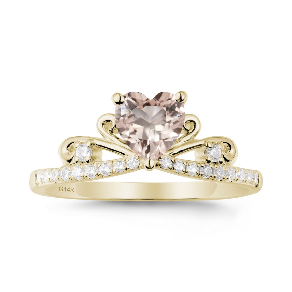 Bowknot Heart Shaped Morganite Promise Ring - LUO Jewelry #metal_14k yellow gold