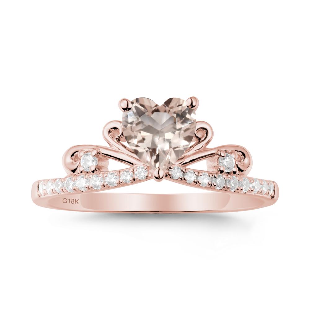 Bowknot Heart Shaped Morganite Promise Ring - LUO Jewelry #metal_18k rose gold